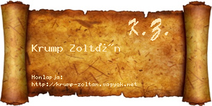 Krump Zoltán névjegykártya
